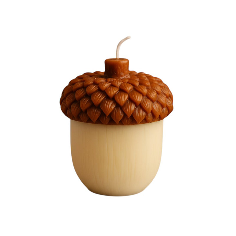 Bougie dimensionnelle 4 po brun et ivoire parfumée moisson d'automne