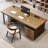 Walnut Rectangular Solid Wood Executive desk with drawers desk-1820674731