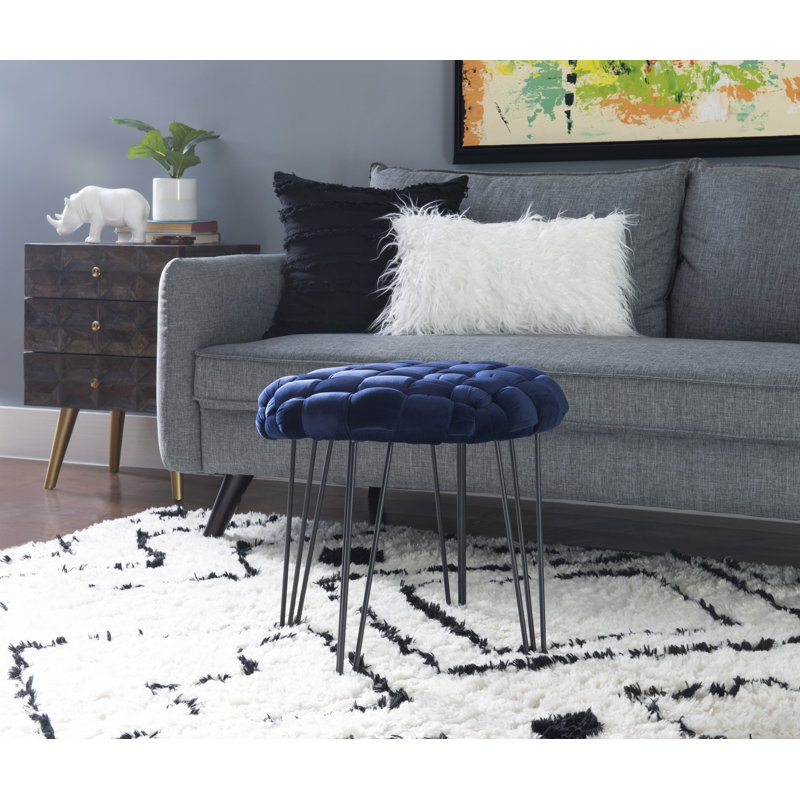 Tabouret d'appoint en velours de 17,5 po de haut Hellman, Marine