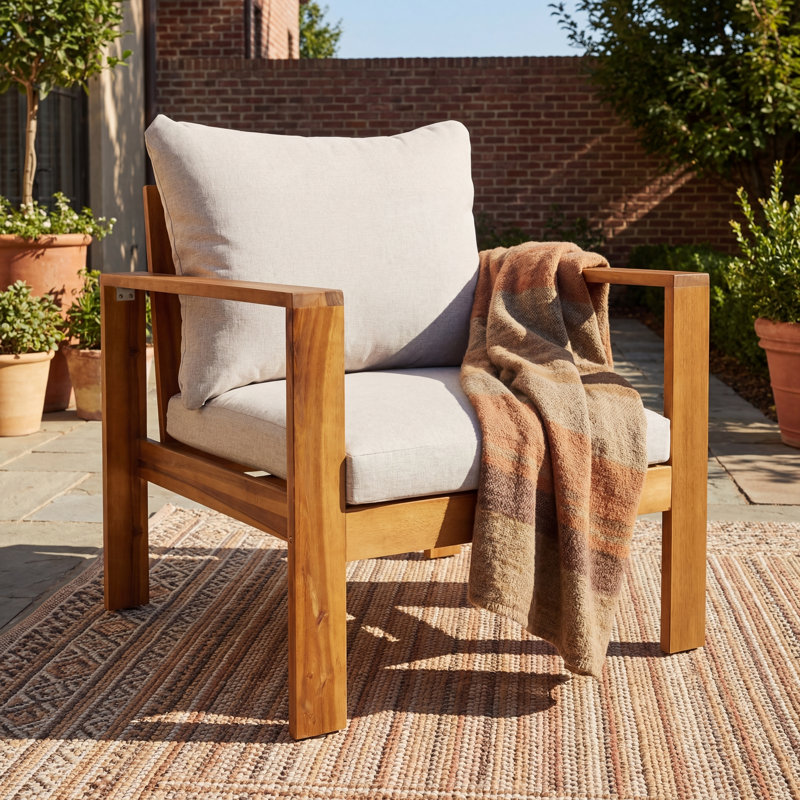 Chaise de patio d'extérieur simple avec coussins, 1