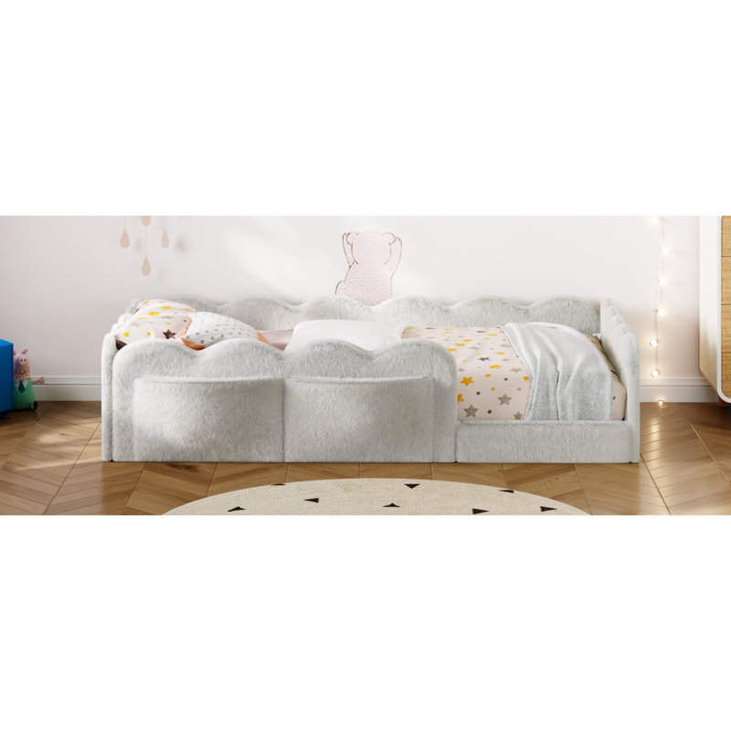 Lits simples modernes avec rangement, structure de plancher en bois aggloméré moelleux pour chambre d'enfant
