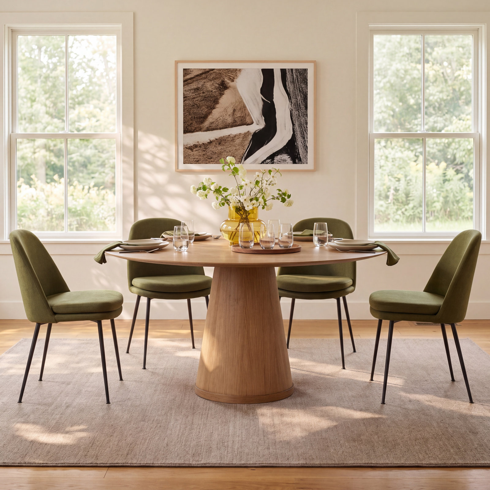 Madrid Dining Table, 30" H x 45.28" L x 45.28" W, Natural