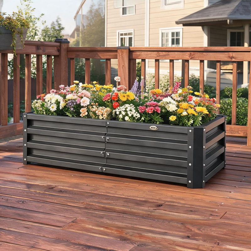 Support à plante en métal gris de 47,2 x 23,5 x 12 po avec contrôle pratique pour l'espace extérieur