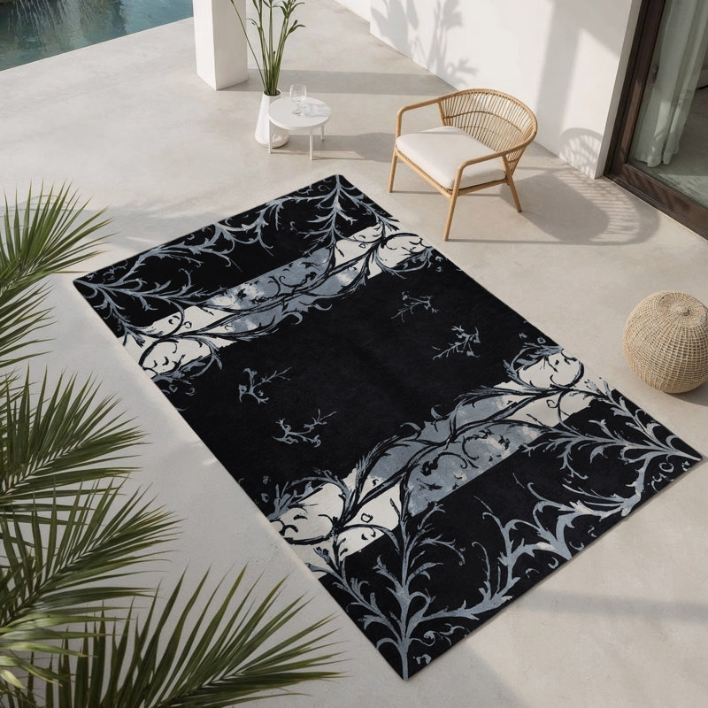 Tapis intérieur et extérieur Charcoal Garden, Rectangle 1 pi 6 po x 2 pi 6 po