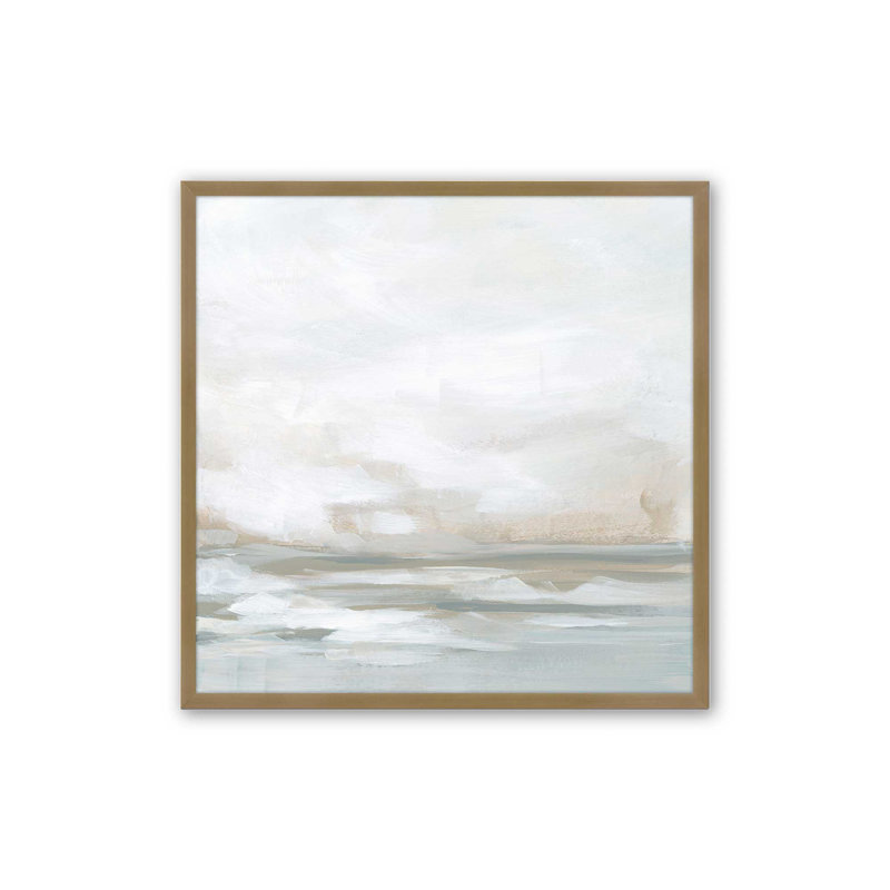 Hiver paysage marin sérénité II, Cadre pour photo simple or brossé, H 17,75 po x l 17,75 po