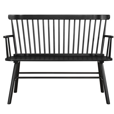 Akelah Accent Black Wooden Bench With Spindle Back Support Interior Chair