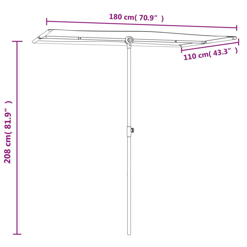 Green 70.9" Rectangular Market Umbrella with Aluminum Pole