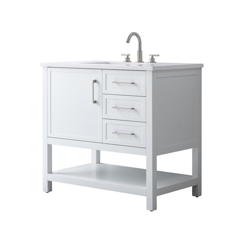 Ensemble de meuble-lavabo simple 36 po Vicini, Blanc / nickel brossé