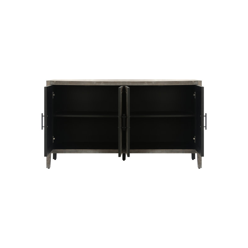 Armoire d'appoint 60 pouces avec 4 portes - Table d'appoint de salon moderne brun et tablette réglable, Brun antique