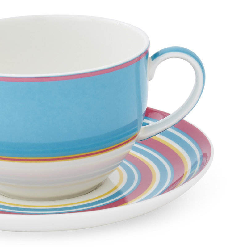 10 Oz Breakfast Cup & Saucer, Turquoise