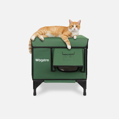 Clawsable Heated Outdoor Cat Shelter with Waterproof Roof,Heated Mat ,Magnetic Escape Door, Eco-Friendly Kitty House ,All Season Insulated Cat House