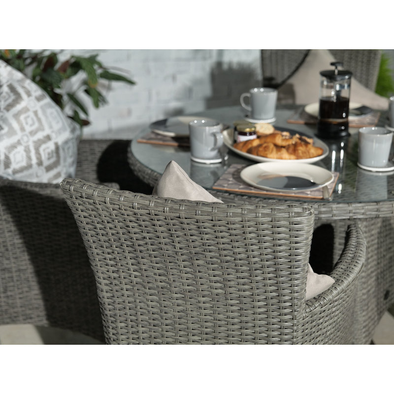 PARIS 4 Seater Round Carver Dining Set 110cm Round Table with 4 Carver Chairs including Cushions