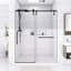 Porte de douche coulissante simple sans cadre de 56 à 60 po x 76 po H, verre trempé transparent de 5/16 po (8 mm), quincaillerie en acier inoxydable de qualité supérieure, noir mat-123984587