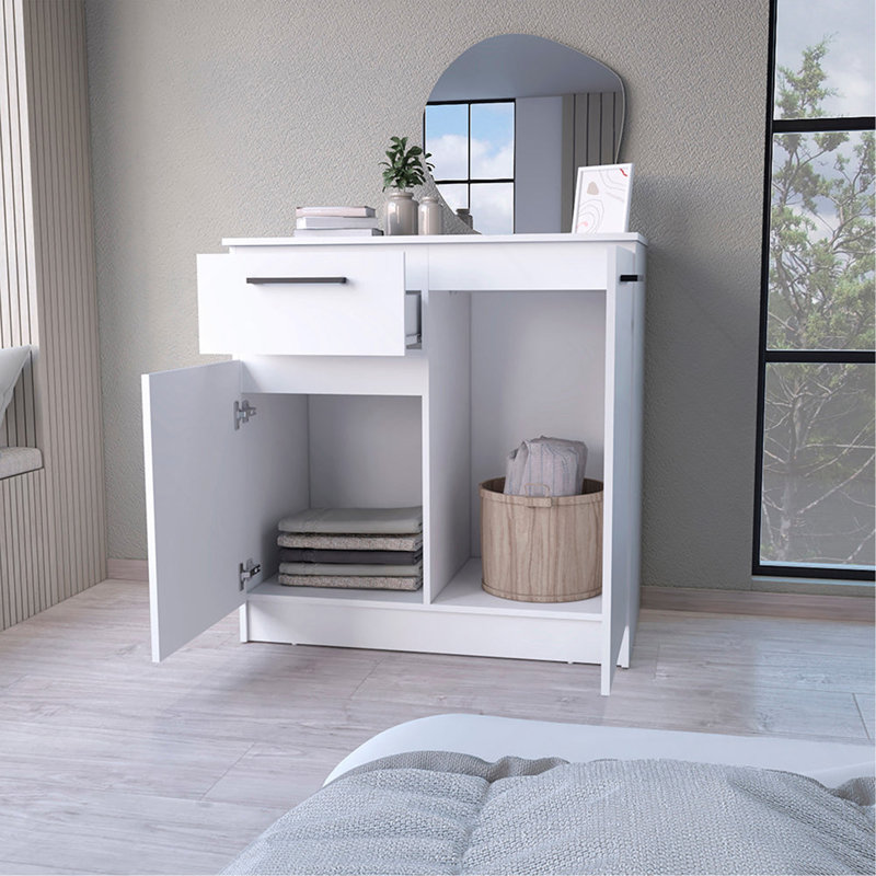 Commode 2 portes 1 tiroir Loonam, Blanc