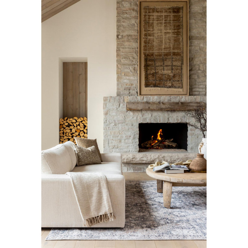 Vivir x Livabliss Lorelai Slate Blue Machine Washable Area Rug, Rectangle 6'7" x 9'