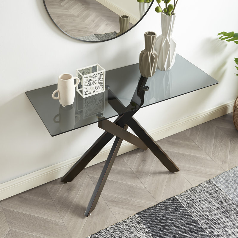 45.3'' Glass Top Console Table, Black