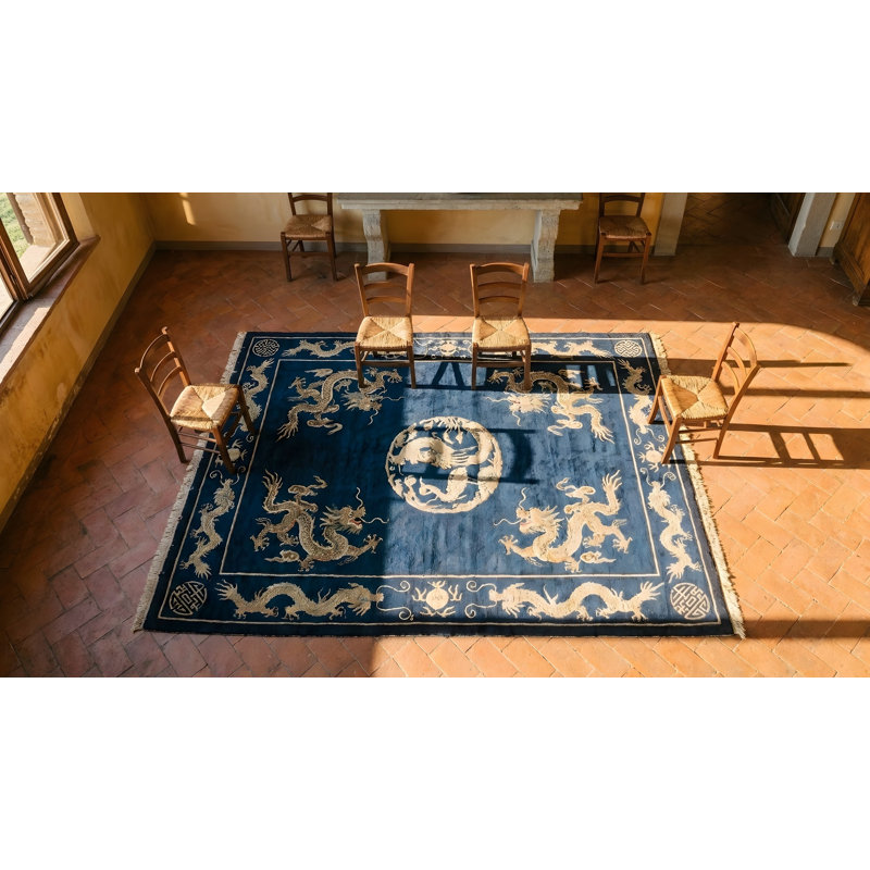 Antique Chinese - Peking Geometric Knotted Rug