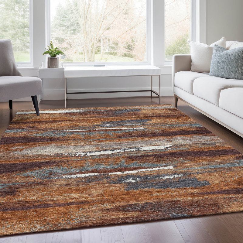 Premium Machine Washable Prisco Copper Rug, Rectangle 9' x 12'