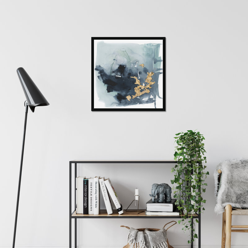 Cerulean & Gold I by Victoria Borges - Print, Black Framed Paper Print, 55cm H x 55cm W