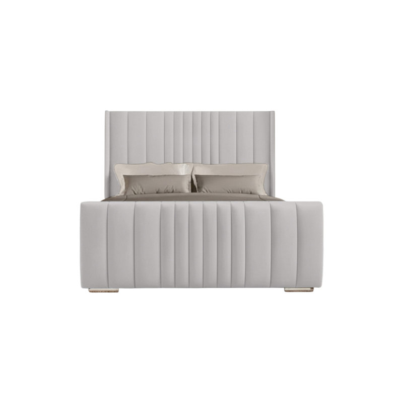 Schwamm Upholstered Bed Frame, Super King (6'), Light Silver