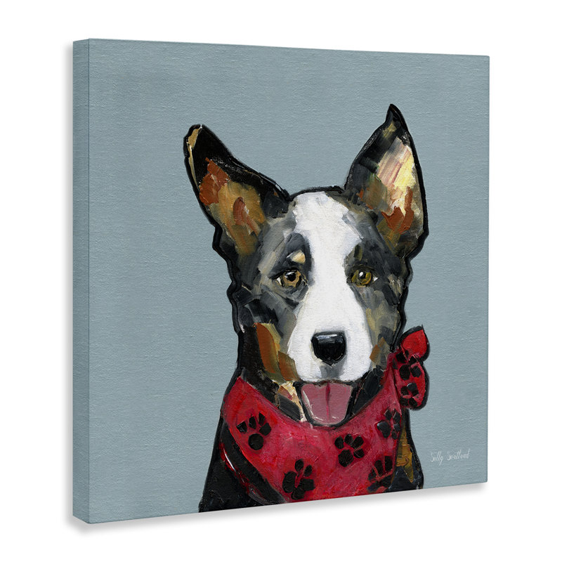 «Dog with Paw Bandana», art mural par Sally Swatland, H 24 po x l 24 po