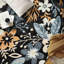 Tapis noir à motif floral multicolore-1958862198