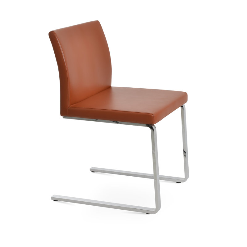 Aria Flat Side Chair, Cinnamon Leatherette
