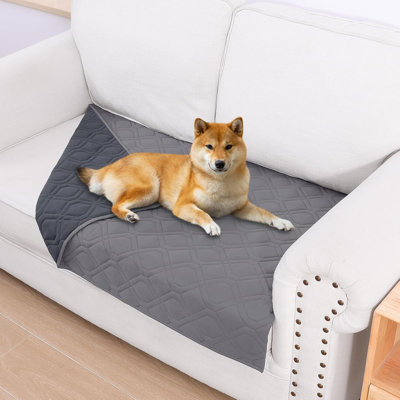 Couverture imperméable pour chien, housse réversible pour animal 30 po x 53 po - Protecteur de meubles doux et lavable pour petits / moyens / grands chiens et chats, convient au canapé / canapé, gris / gris foncé
