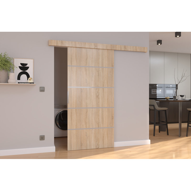 Redruth Sliding Door With Laminate Surface, 205cm H x 106cm W x 1.6cm D, Sonoma Oak