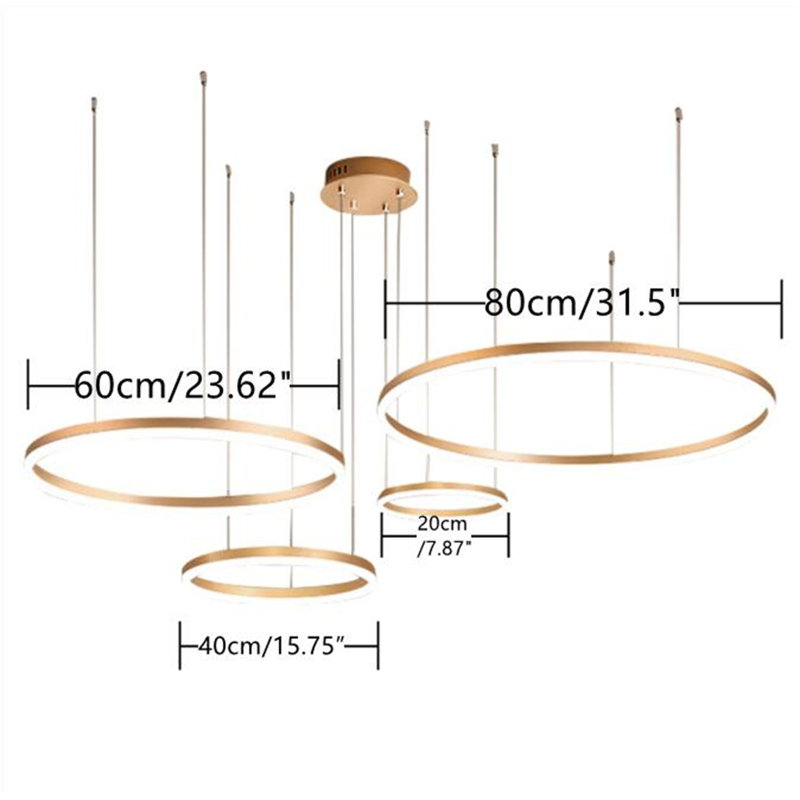 Luminaire suspendu graduel 4 lumières DEL
