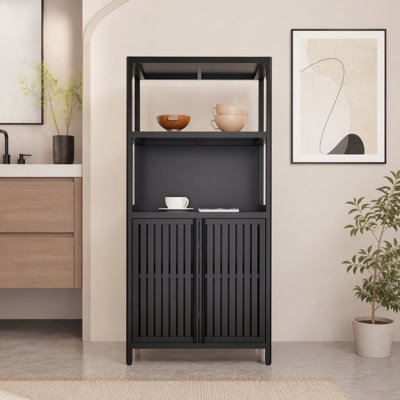 Armoire de rangement séparée en bambou avec 2 portes pour le salon, la cuisine et l'entrée