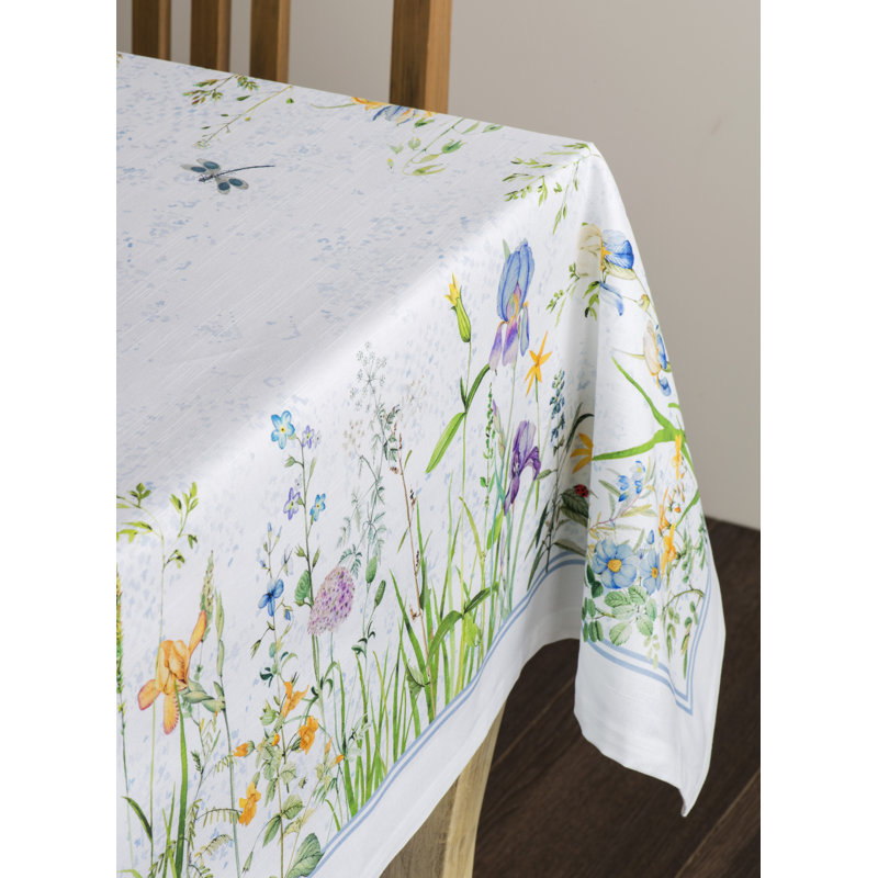 Floral 100% Cotton Tablecloth, 108" L x 60" W