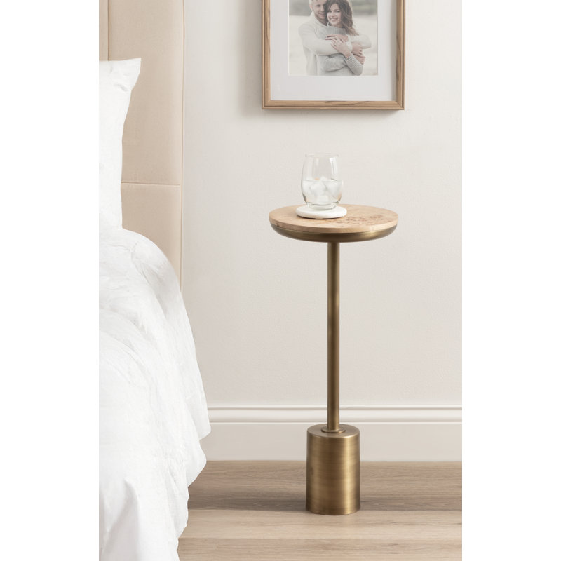 Xyler Burlwood and Metal Round Drink Table