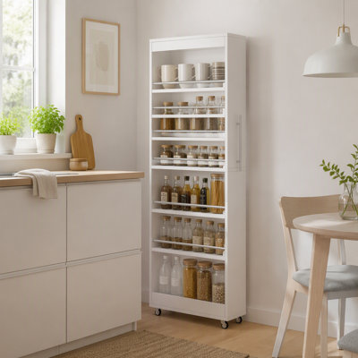 73" Slim Storage Cart on Wheels, 7-Tier Narrow Pantry Rack Cabinet Organizer