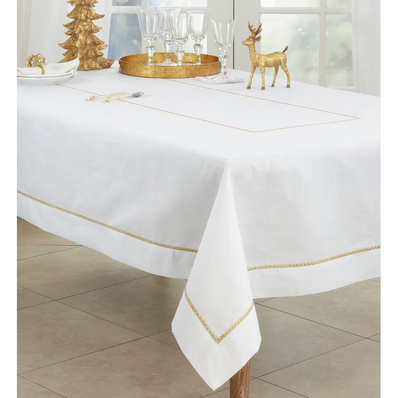 Aloway Polyester Tablecloth, 65" W x 104" L, Gold