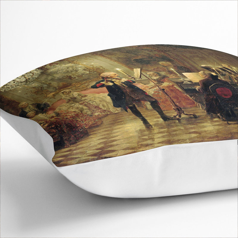 Frederick Playing The Flute Square Throw Cushion, 55cm H x 55cm W x 20cm D, White