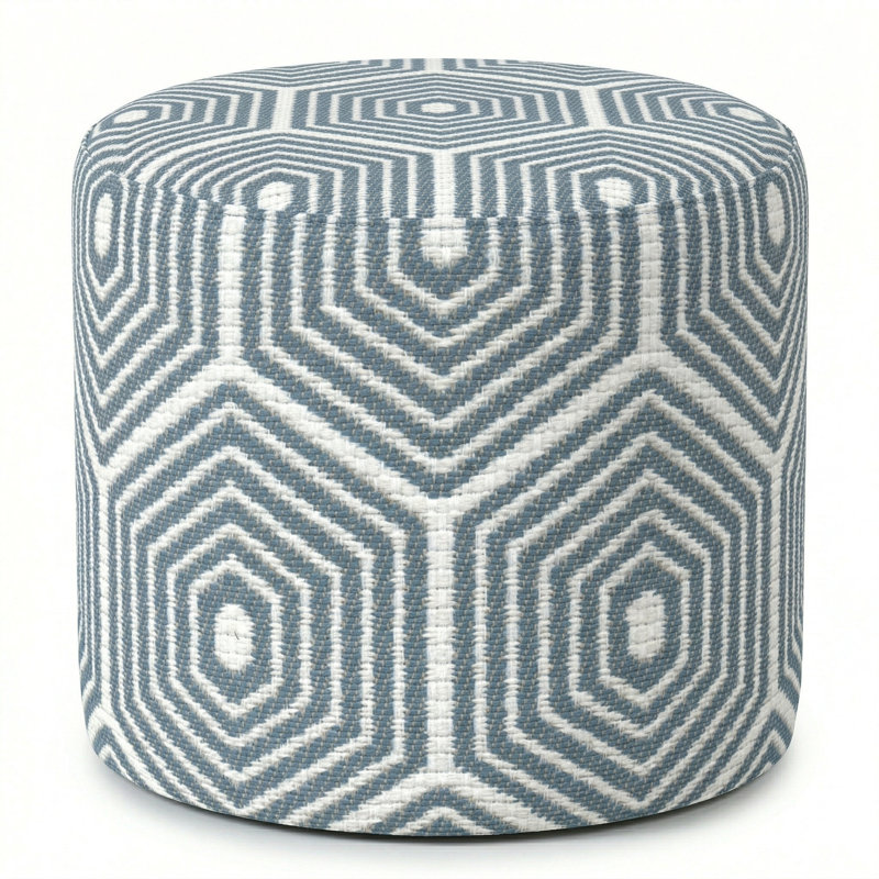 Berlin Gardens Lilly Hive 20" Round Pouf, Sky Blue