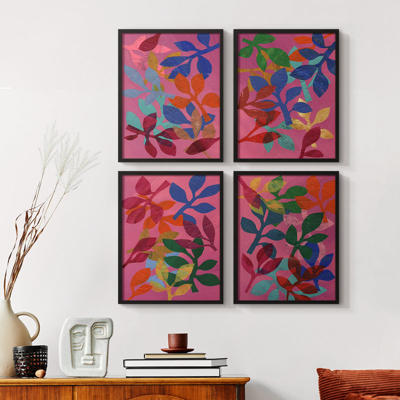 «Vivid Stems I», ensemble de 4 encadrées, H 14 po x l 44 po