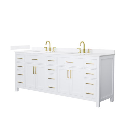 Beckett 84" Freestanding Double Bathroom Vanity with Quartz Top