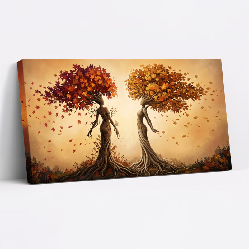 Arbre d'automne, art mural sur toile, ensemble de 1, 40“W x 20”H, Toile tendue