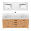 Meuble-lavabo en bois massif de qualité supérieure avec tiroirs à fermeture en douceur et double cuve-130374040