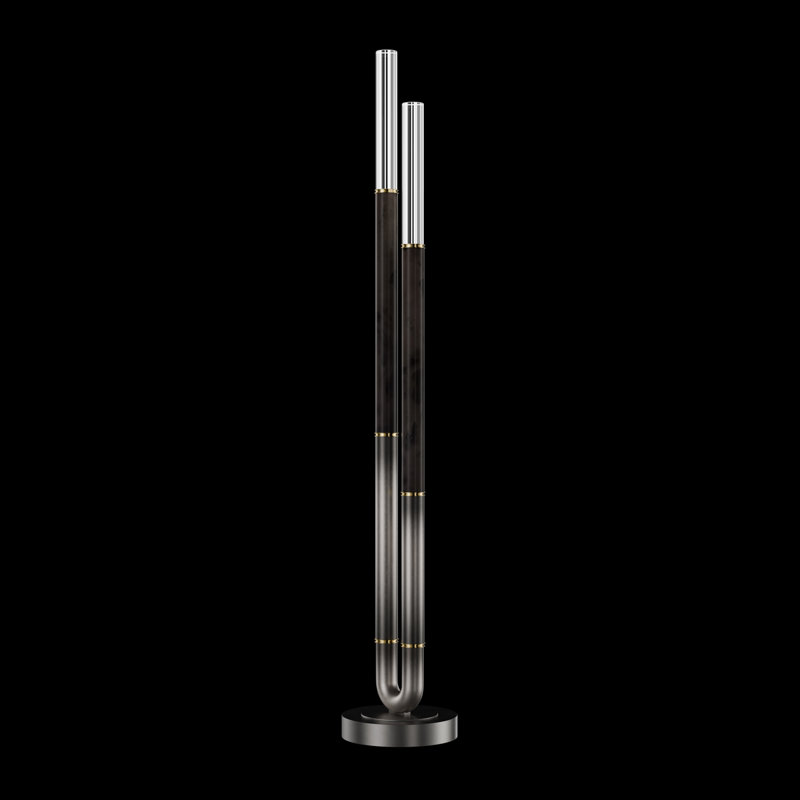 Antonia 71.5"H Floor Lamp, Ombre Silver/Brass/Charcoal