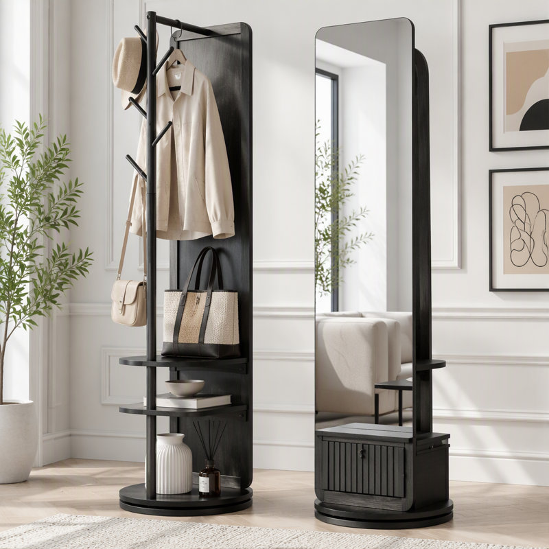 Miroir pleine longueur 70 po x 19 po avec support et portemanteau
