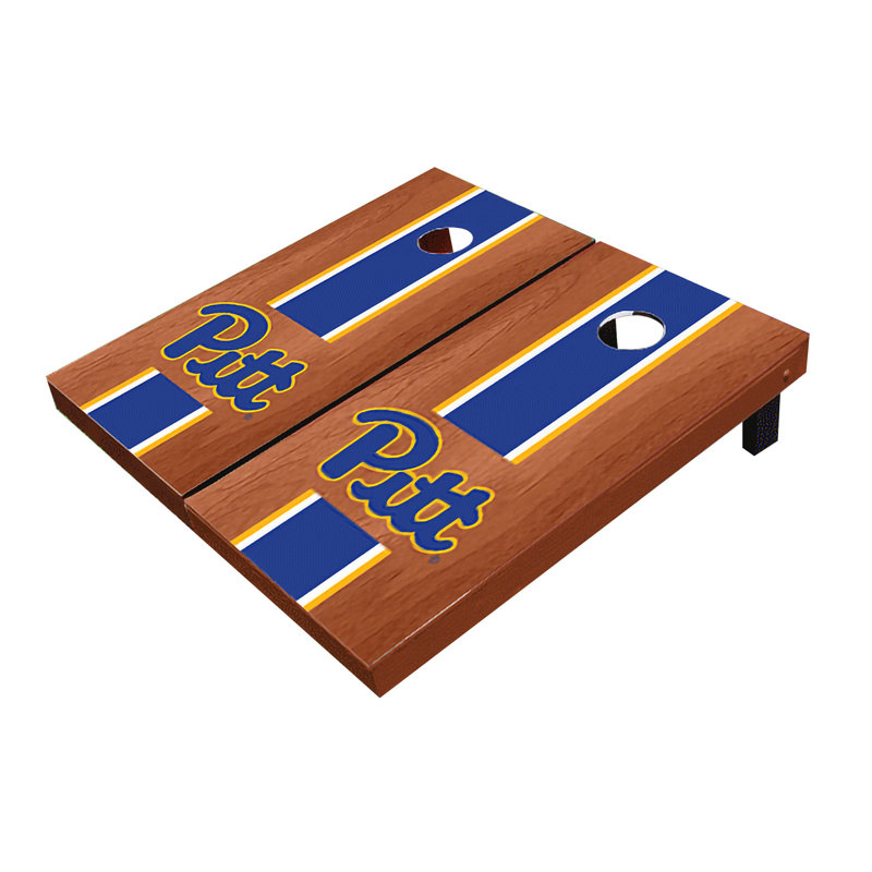 Planches de cornhole à rayures 2 'x 3' NCAA, Bois de rose royal assorti, Pittsburgh Panthers