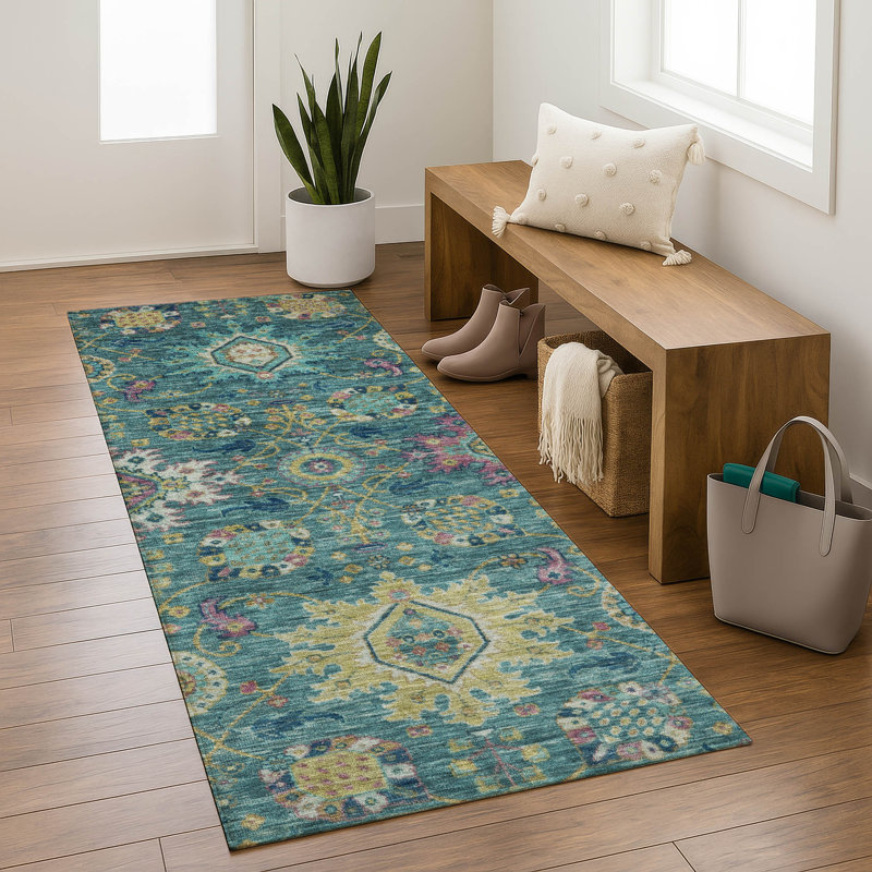 Tapis de qualité supérieure lavable à la machine Mayfield AMF2151, Tapis de couloir 2 pi 3 po x 7 pi 6 po, Sarcelle