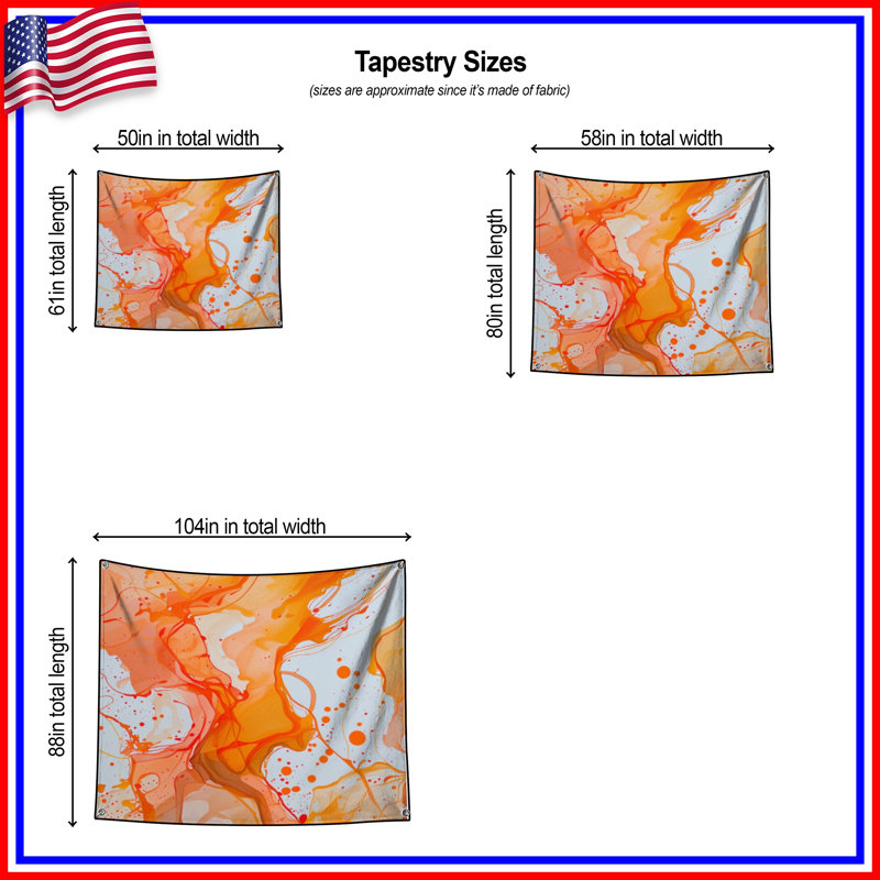 Tapisserie murale abstraite tourbillons - Décoration murale abstraite, 50in H x60in W with 4 Grommets