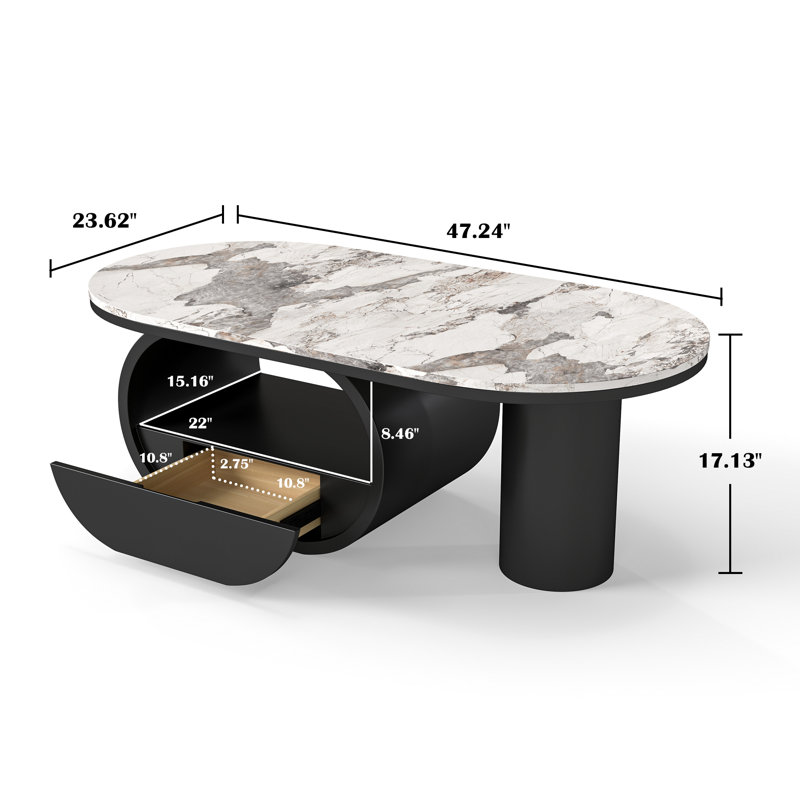 Pedestal Coffee Table with Storage