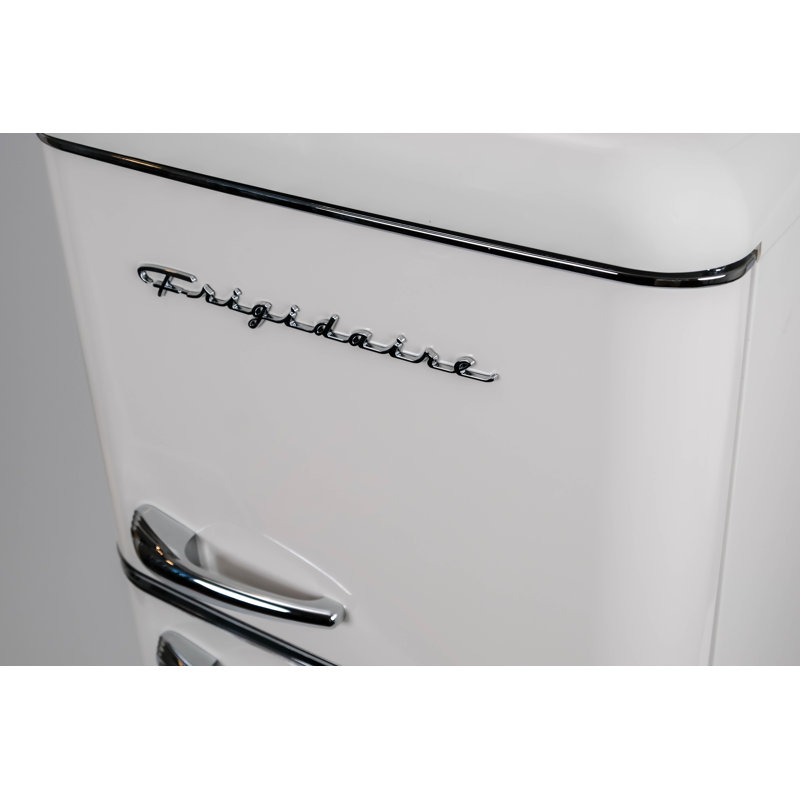 7.5 Cu. Ft. Capacity Retro Fridge Freezer Combo, Upright Fridge Freezer Combo, Apartment Size, Cream