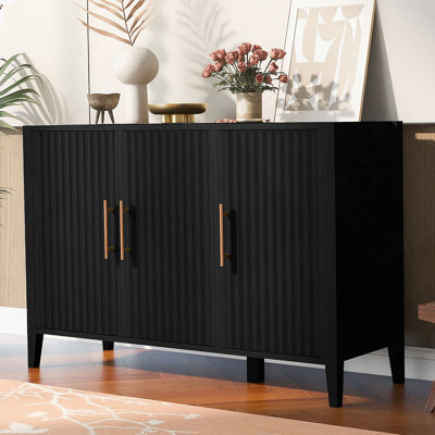 Verdiva Three-Door Modern Storage Cabinet with Metal Handles and Durable MDF Construction