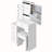 Small Size Left Bedside Cabinet Vanity Table + Cushioned Stool, Extra Large Sliding Mirror-1498559456